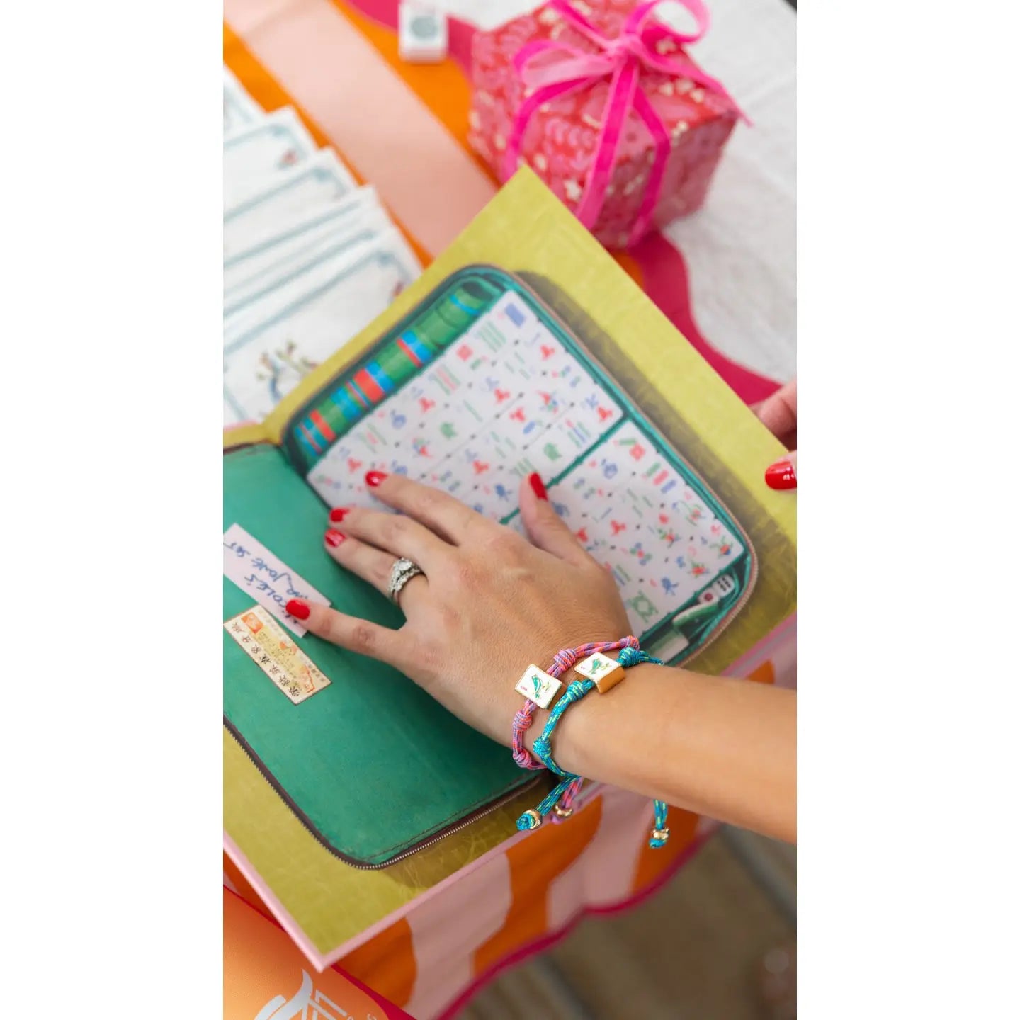 Sparrow Mahjong Tile Paracord Bracelet in Blue