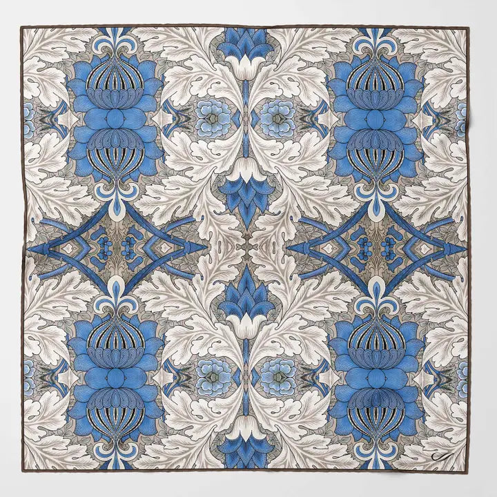 Londra - Silk Pocket Square - Blue and Tan