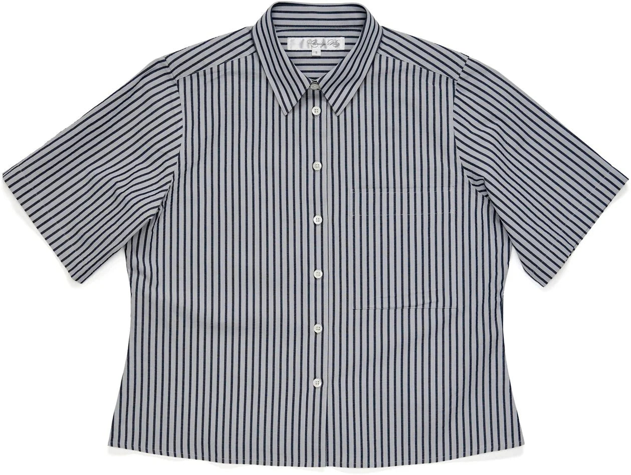 Claridge & King Short Sleeve Crop in Blue Lagoon