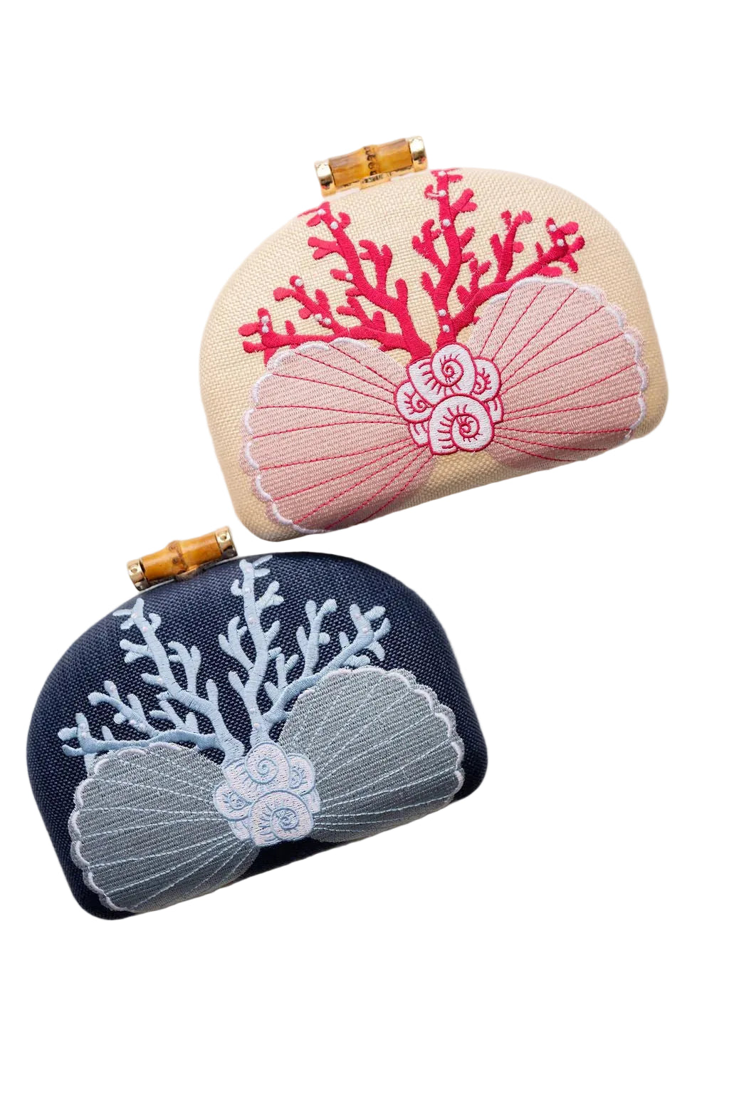 Coral and Shell Clutch - Embroidered 2 Colors