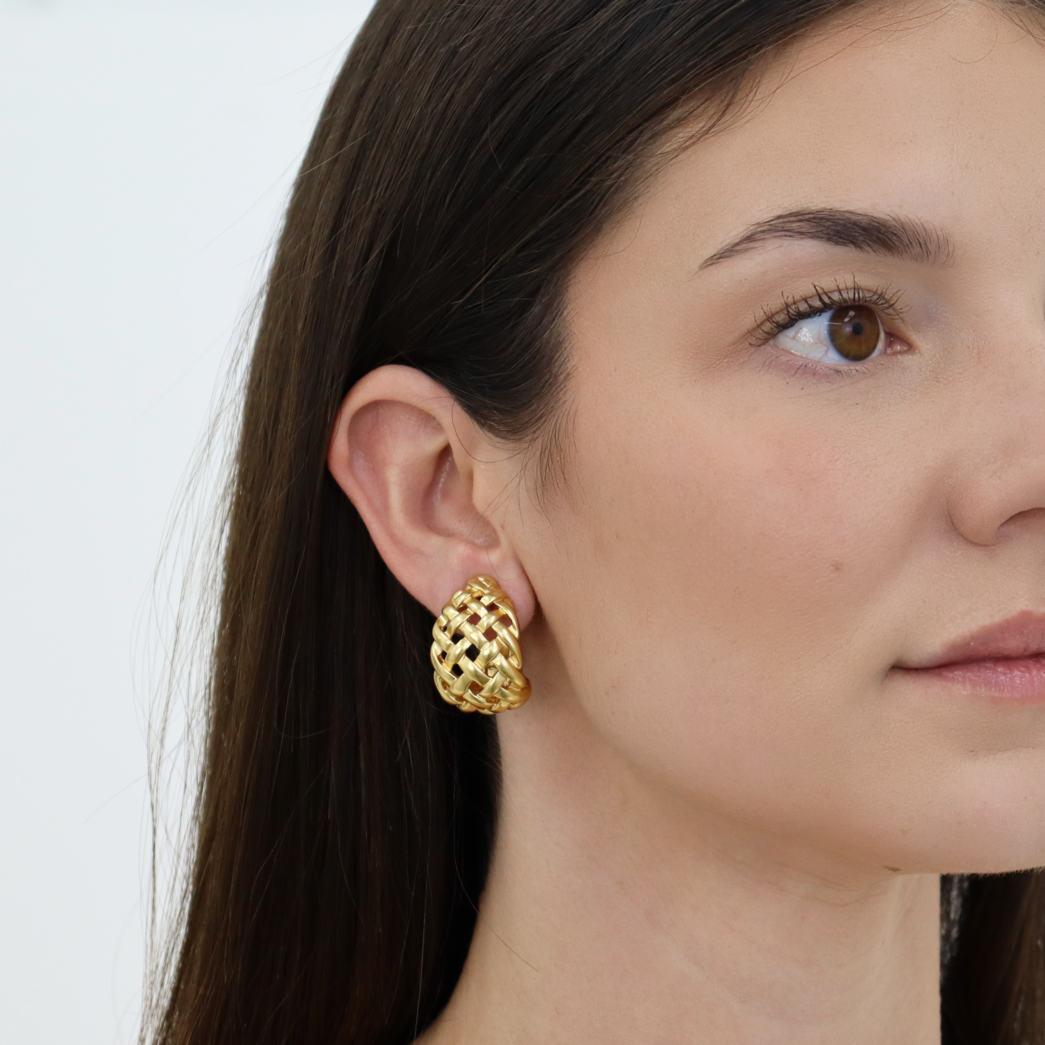 Woven Dome Clip-On Earrings - 24K Gold Plated