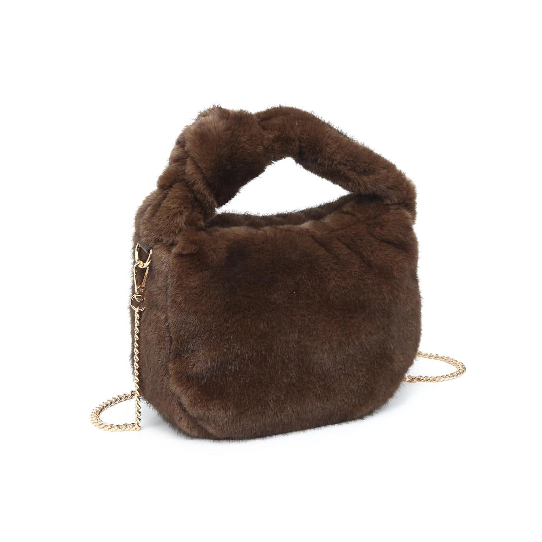 Monica Faux Fur Bag - Black and Chocolate