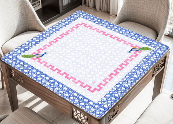 Watercolor Rattan Cane Mahjong Mat