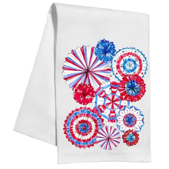 Kitchen Towel - Handpainted Patriotic Pinwheels
