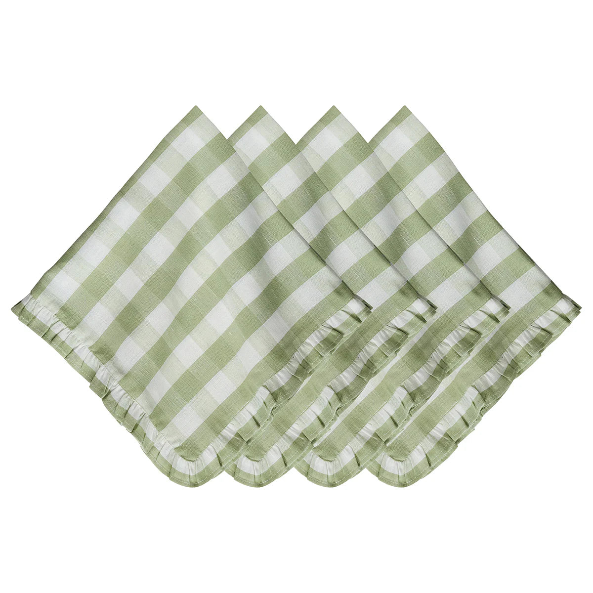 Juliska  Gingham Ruffle Napkin Set/4 - Seagrass