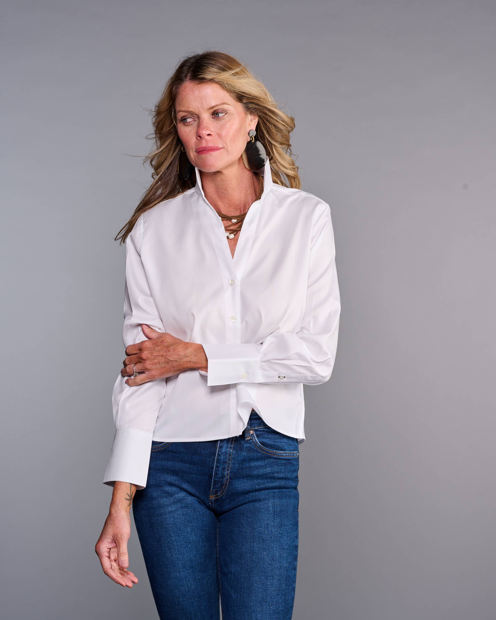 The League Crop Shirt in Crisp White: S
