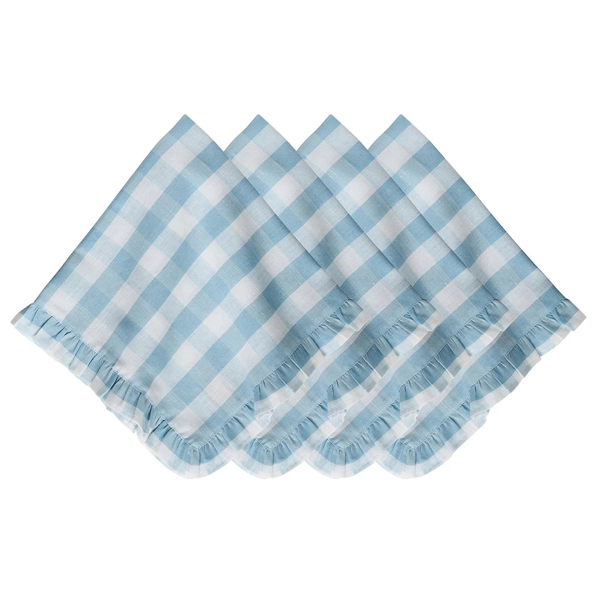 Juliska  Gingham Ruffle Napkin Set/4 - Ocean