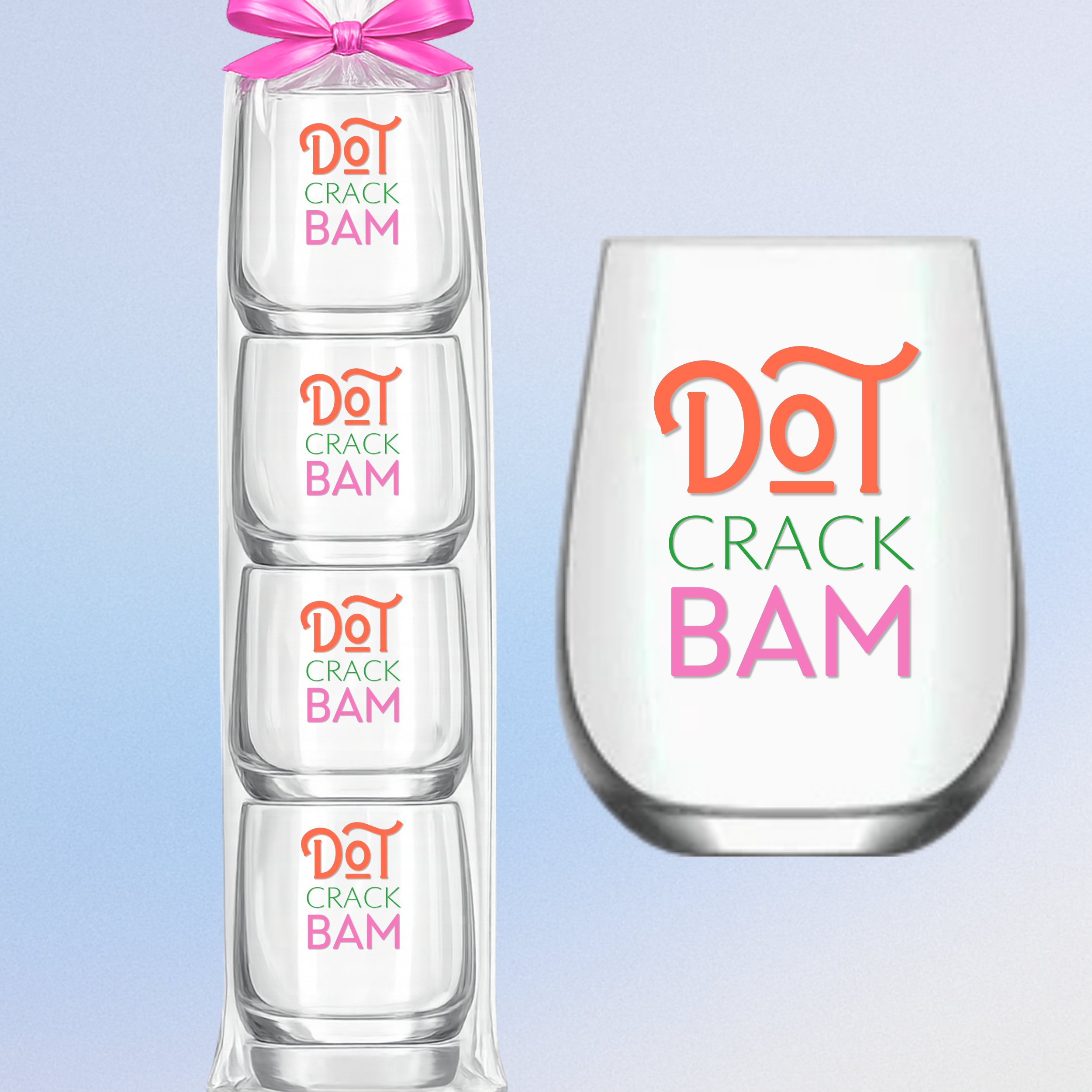 Mahjong Stemless Reusable Wine Glasses "Dot Crack Bam"