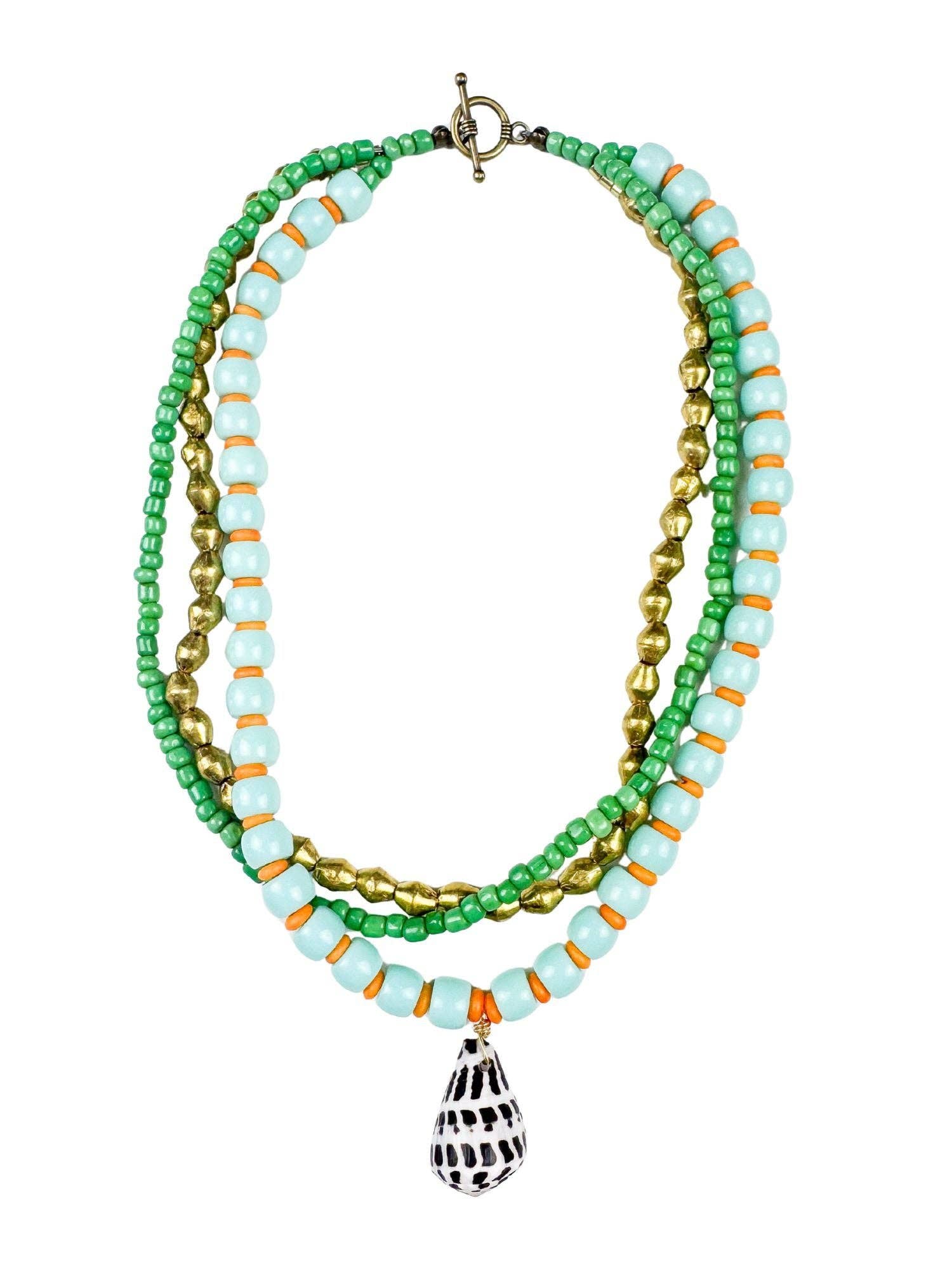 Ocean Shell Layered Pendant Necklace |  18"