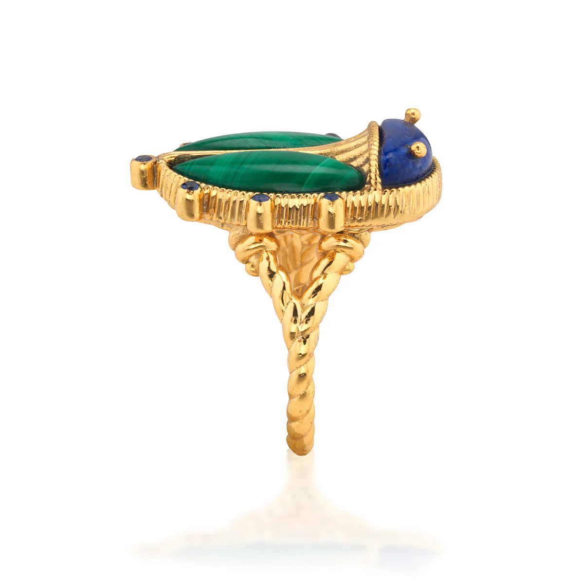 Capucine de Wulf Scarab Grande Ring - Lapis Malachite
