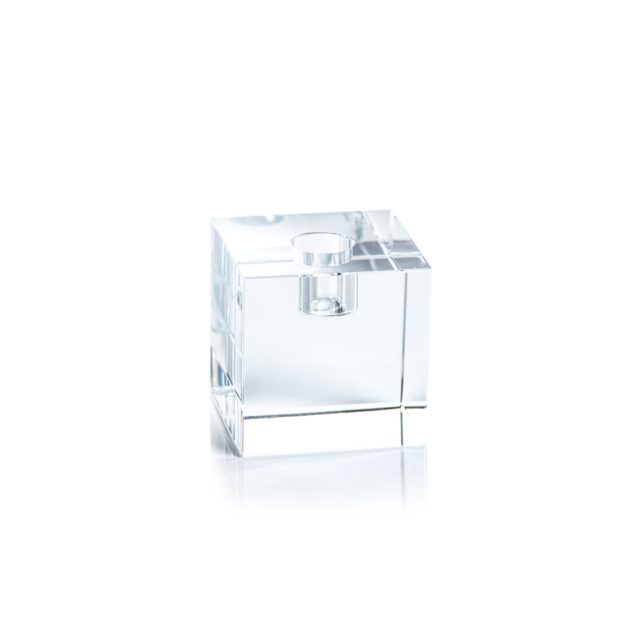 Square Crystal Glass Taper Holder - Clear 2.75"