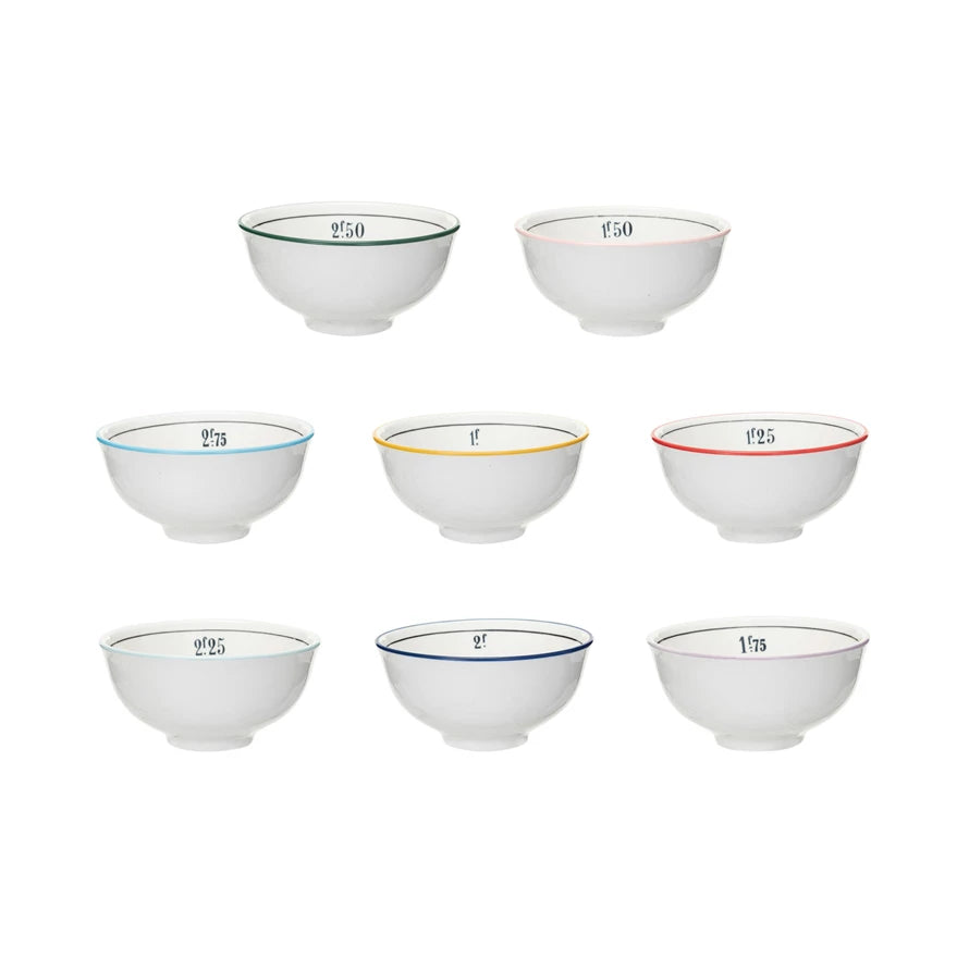 Vintage Reproduction Stoneware Bowl with Colored Rim - (eight colors)