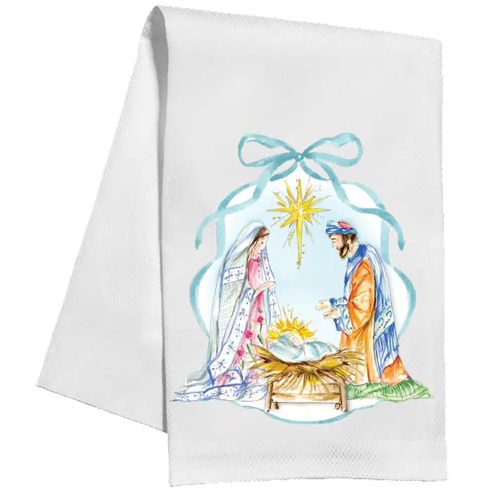 Kitchen Towel - Holy Family with Scripture Blue Bow