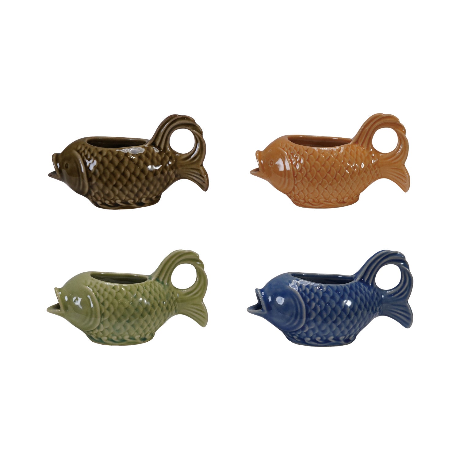 Stoneware Fish Shaped Creamer - 4 Colors