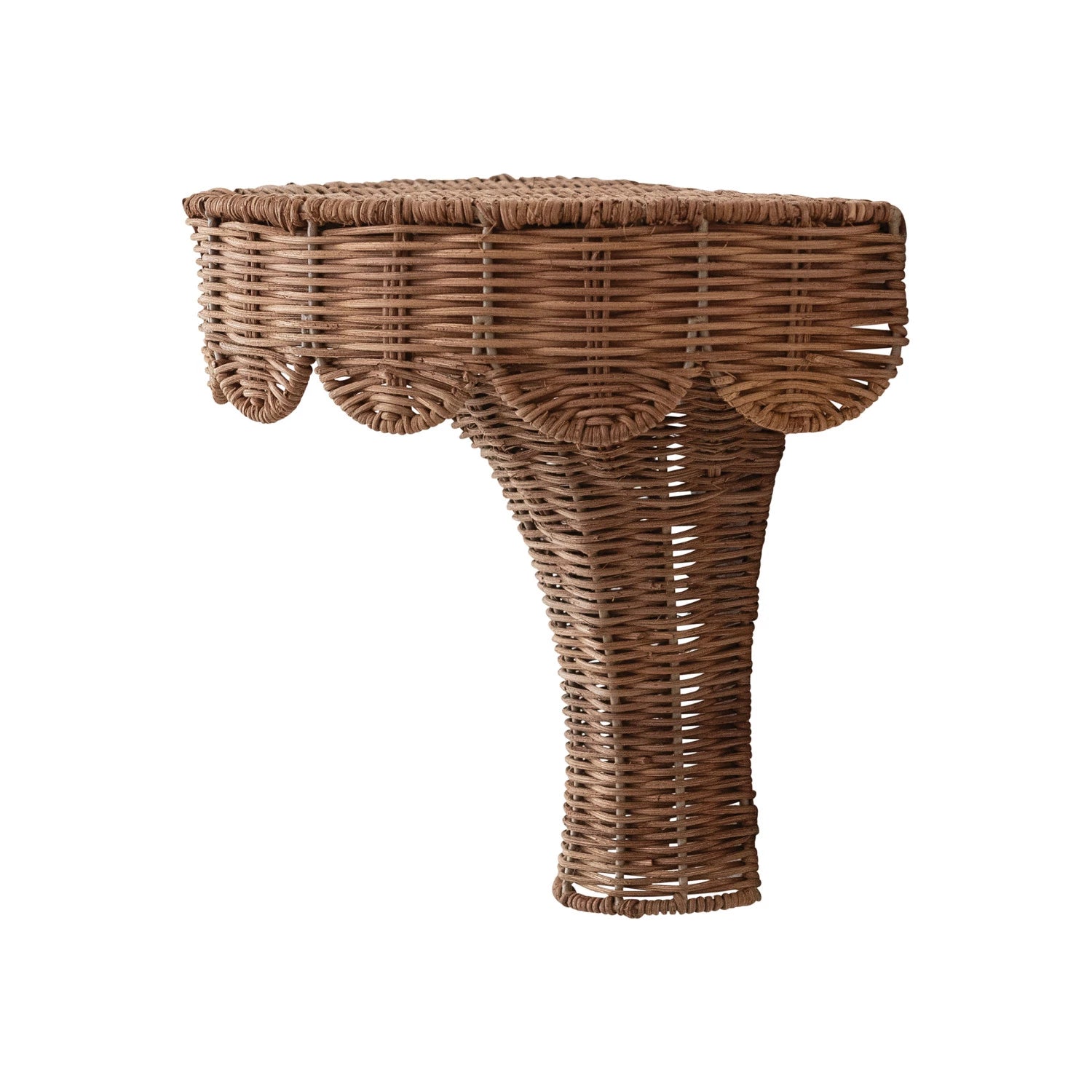 Hand-Woven Rattan Scalloped Wall Shelf