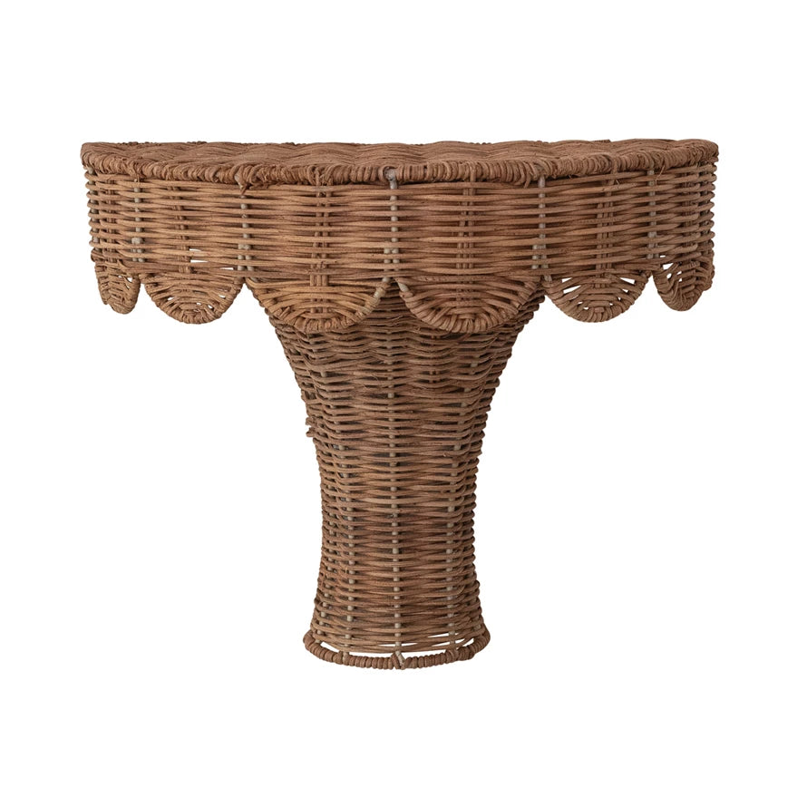 Hand-Woven Rattan Scalloped Wall Shelf