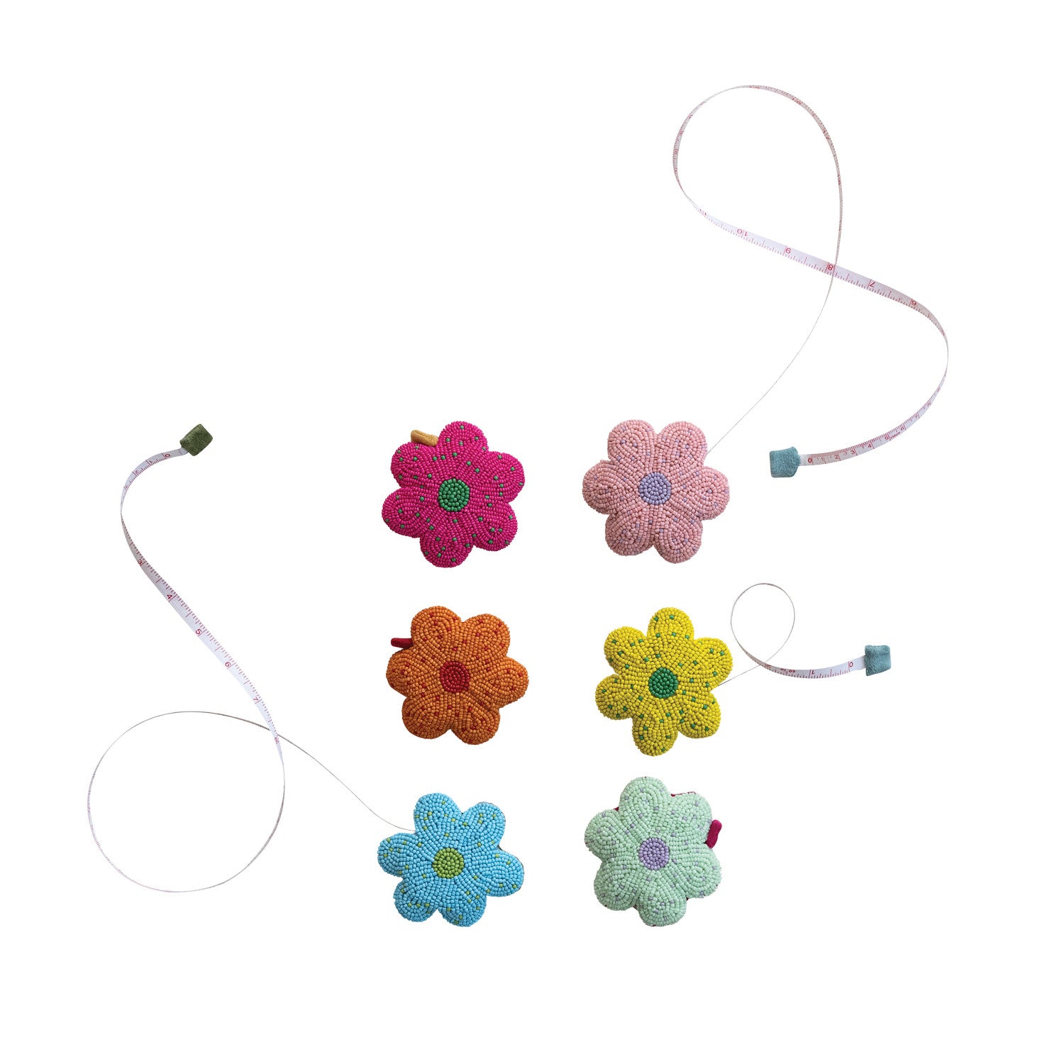 Glass Beaded Flower Tape Measure - 6 Colors
