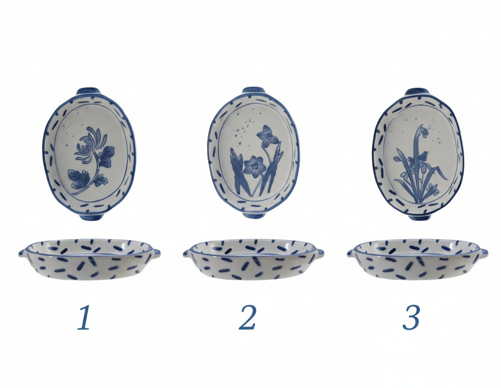 Hand-Painted Stoneware Baker - 3 designs