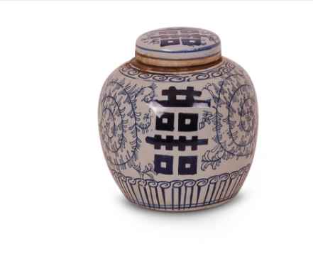 Blue and White Jar with Double Happiness Design