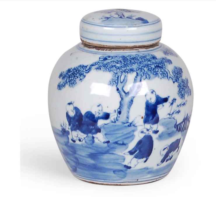 Blue and White Jar with Figures