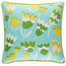 Annie Selke Happy Tulips Indoor/Outdoor Pillow - Aqua