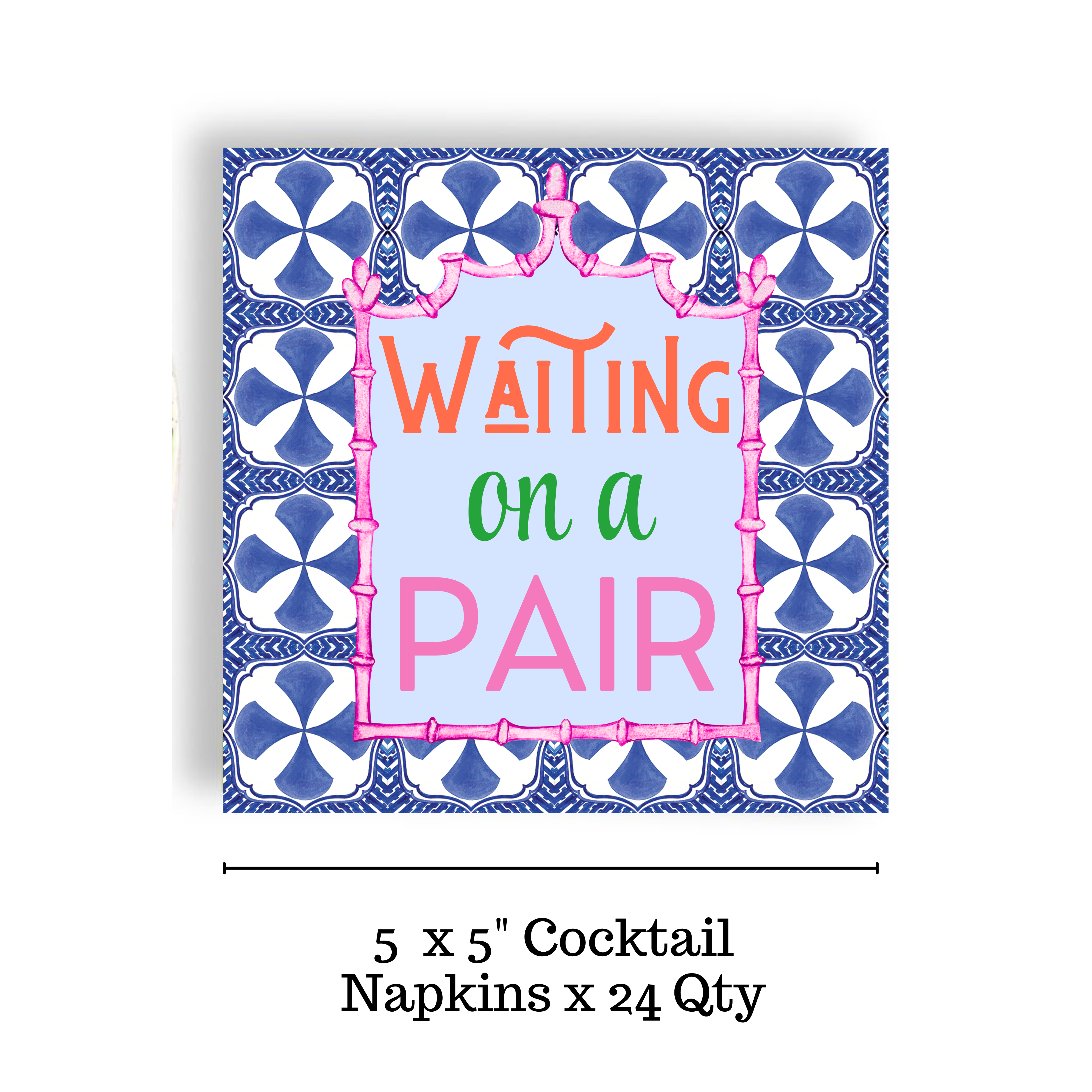 Mahjong "Waiting on a Pair" Blue Tile 24ct Cocktail Napkin
