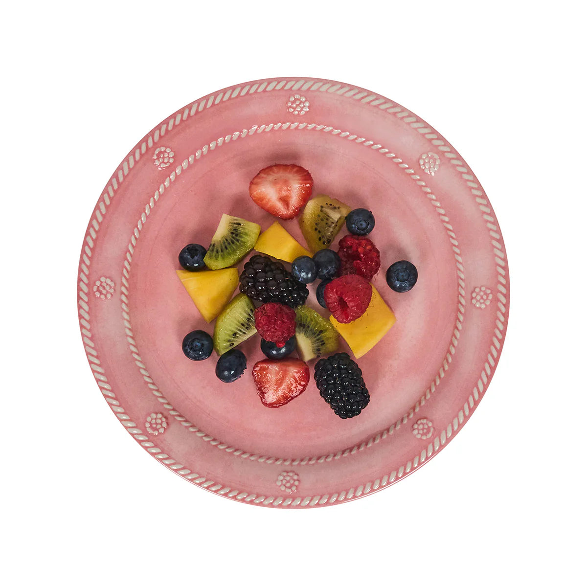 Juliska Berry & Thread Melamine Dessert/Salad Plate Set/4 - Coral