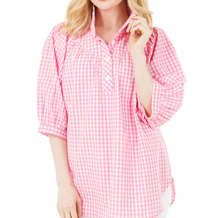 Holly Shae Avie Top - Pink and White Gingham