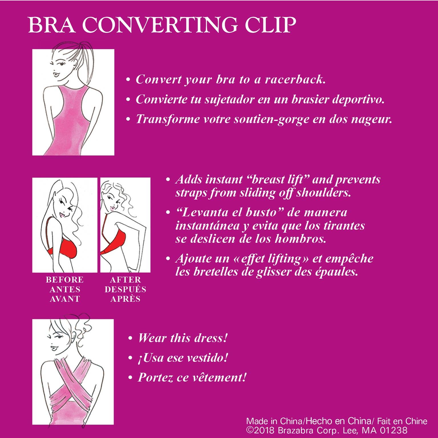 Bra Converting Clip: Beige/Black/Clear