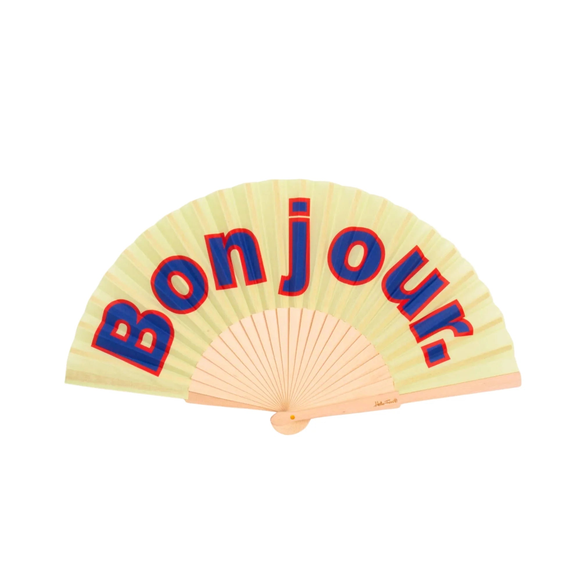 Yellow Bonjour Hand Fan