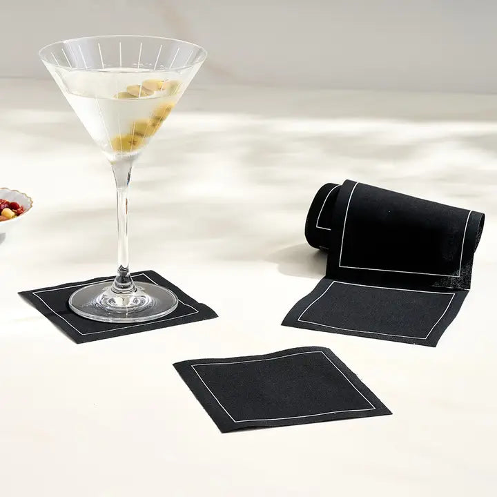 Midnight Toast Cocktail Napkin Roll - Black