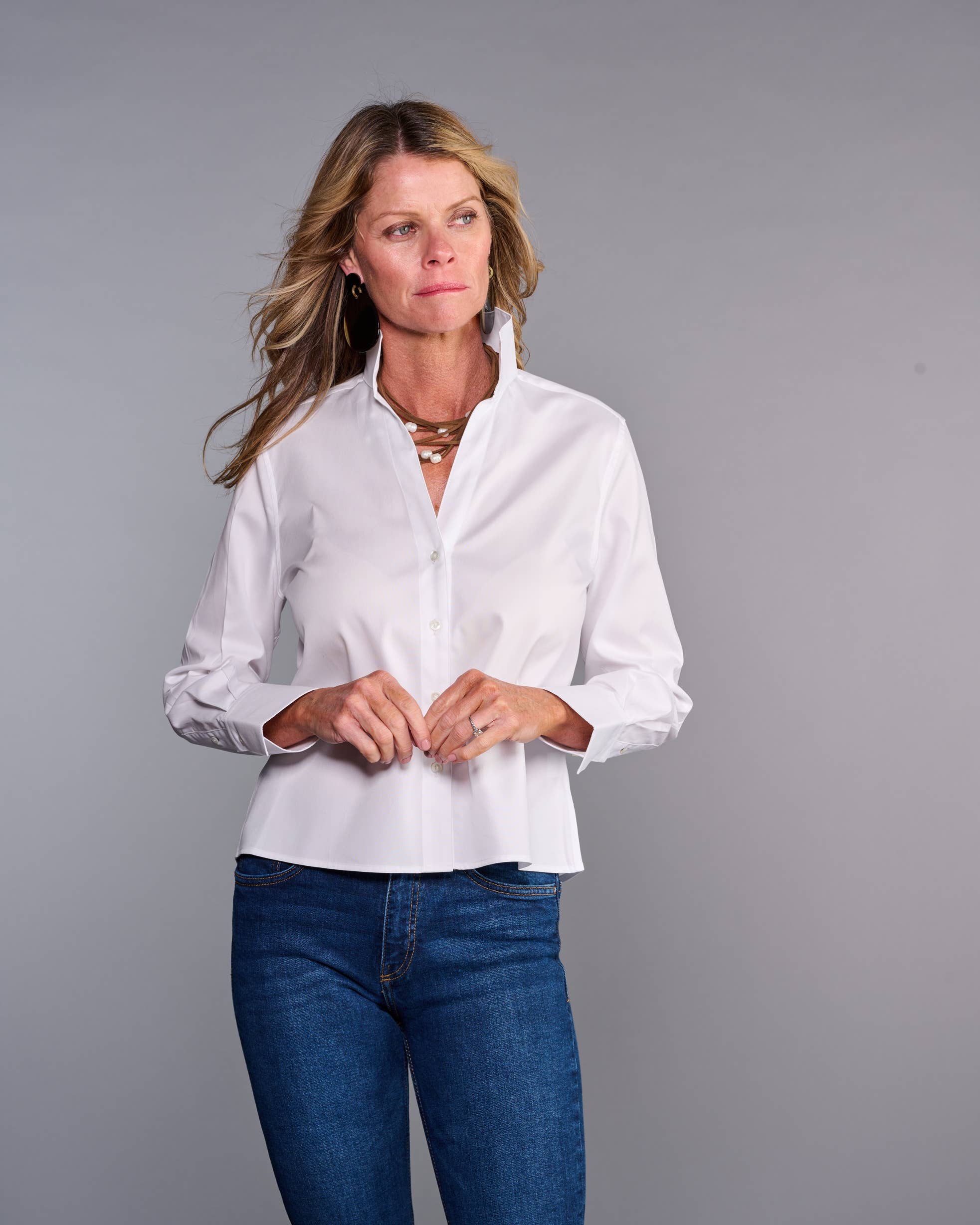 The League Crop Shirt in Crisp White: M