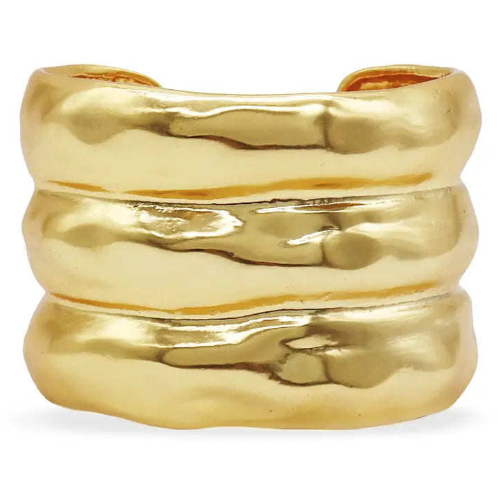Bubble Textured Three Row Cuff - Gold