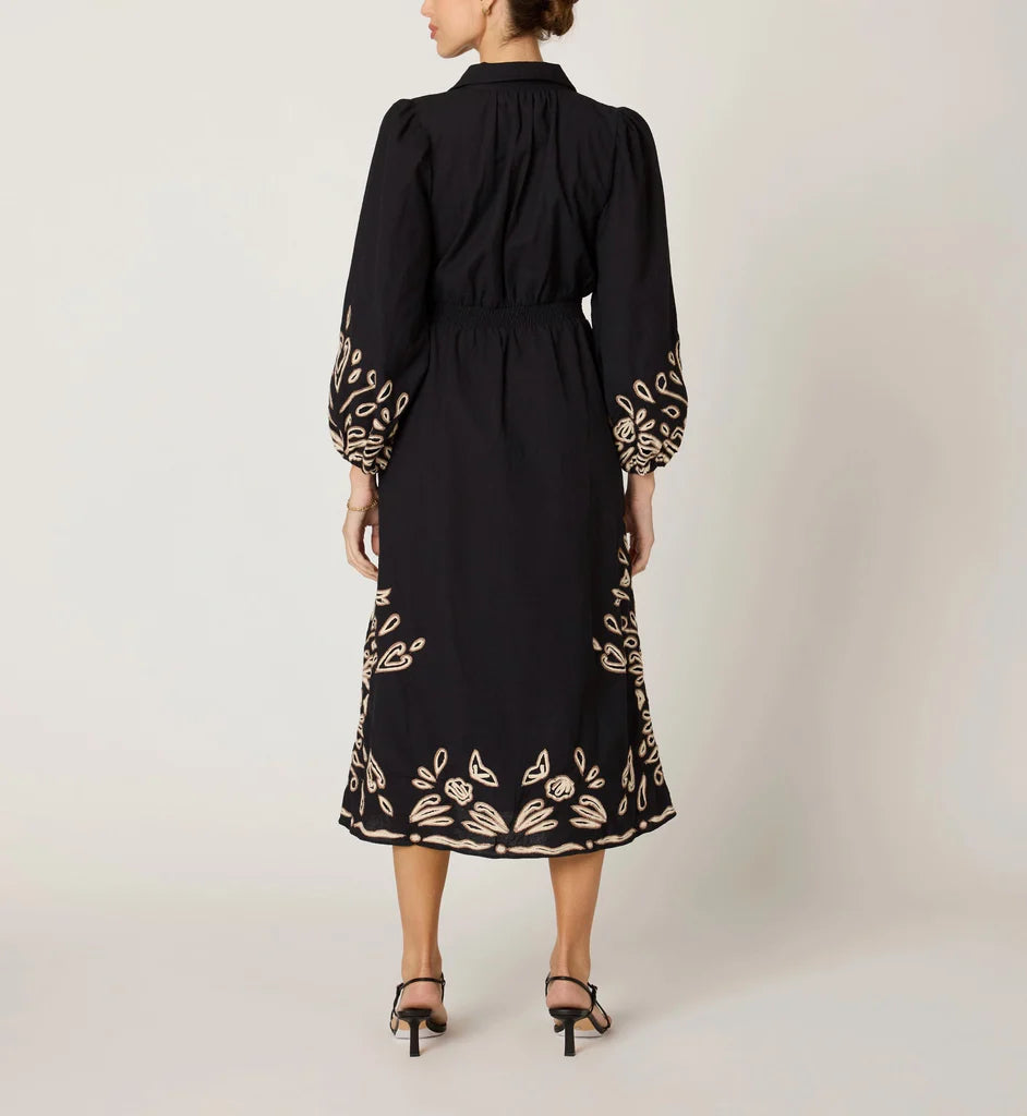 Cleobella Elyse Midi Dress - Black/Ivory