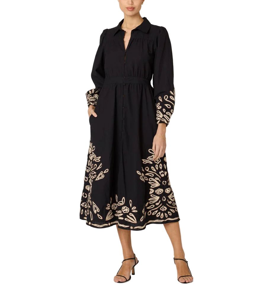 Cleobella Elyse Midi Dress - Black/Ivory