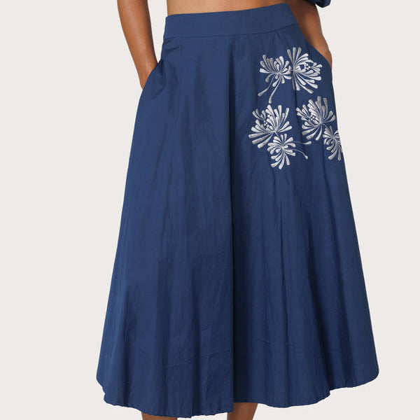 Sara Embroidered Poplin Skirt - Byzantine
