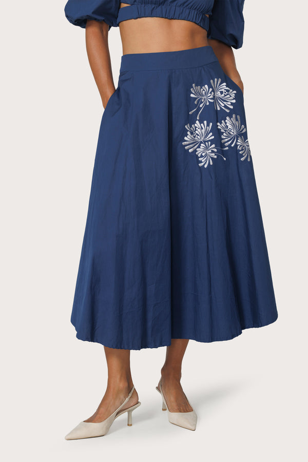 Saatchi Embroidered Poplin Skirt - Byzantine