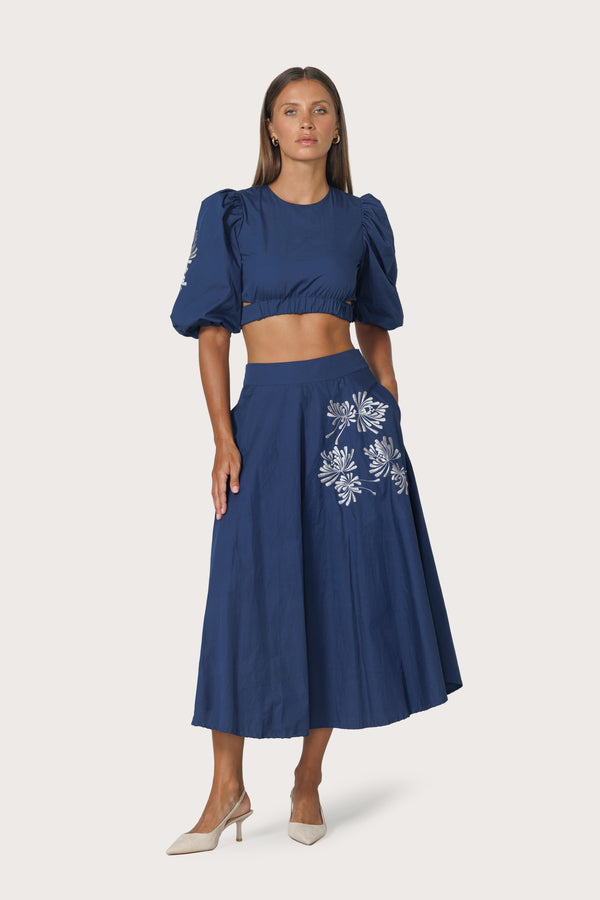 Saatchi Embroidered Poplin Skirt - Byzantine