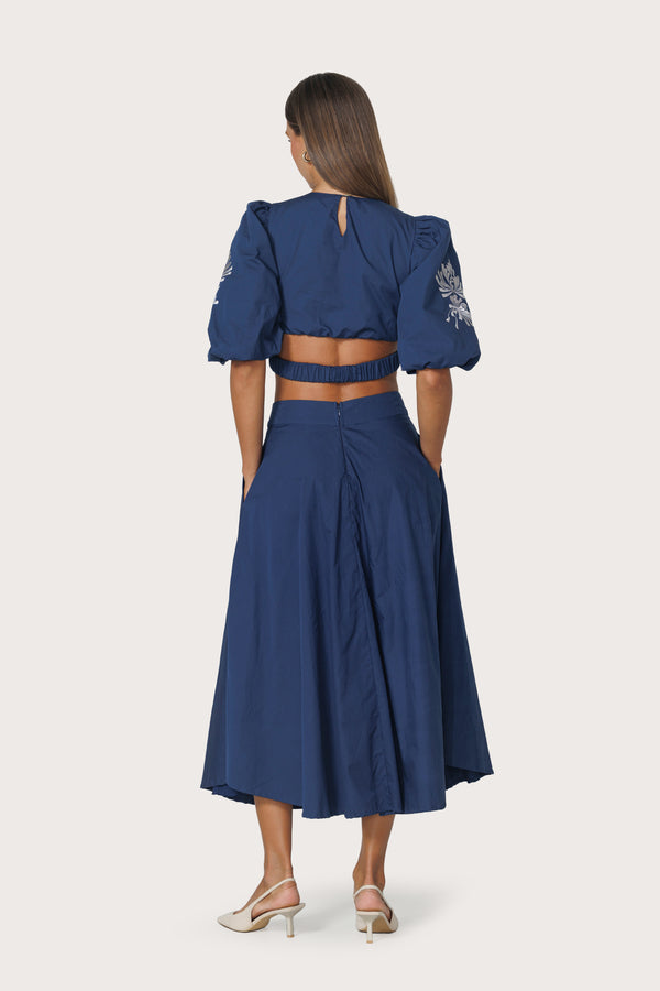 Saatchi Embroidered Poplin Skirt - Byzantine