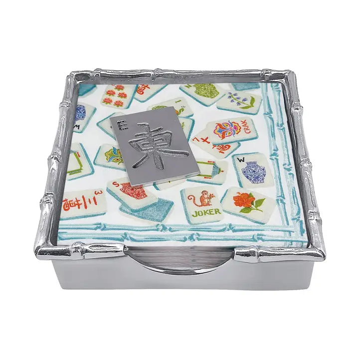 Mariposa Mahjong Tile Bamboo Napkin Box Set