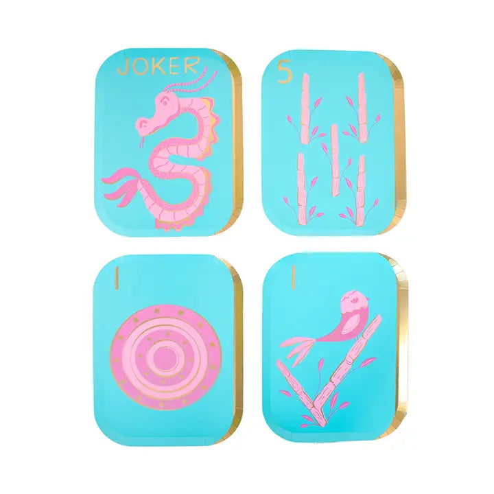 Game Night Mahjong Tile Dinner Plates