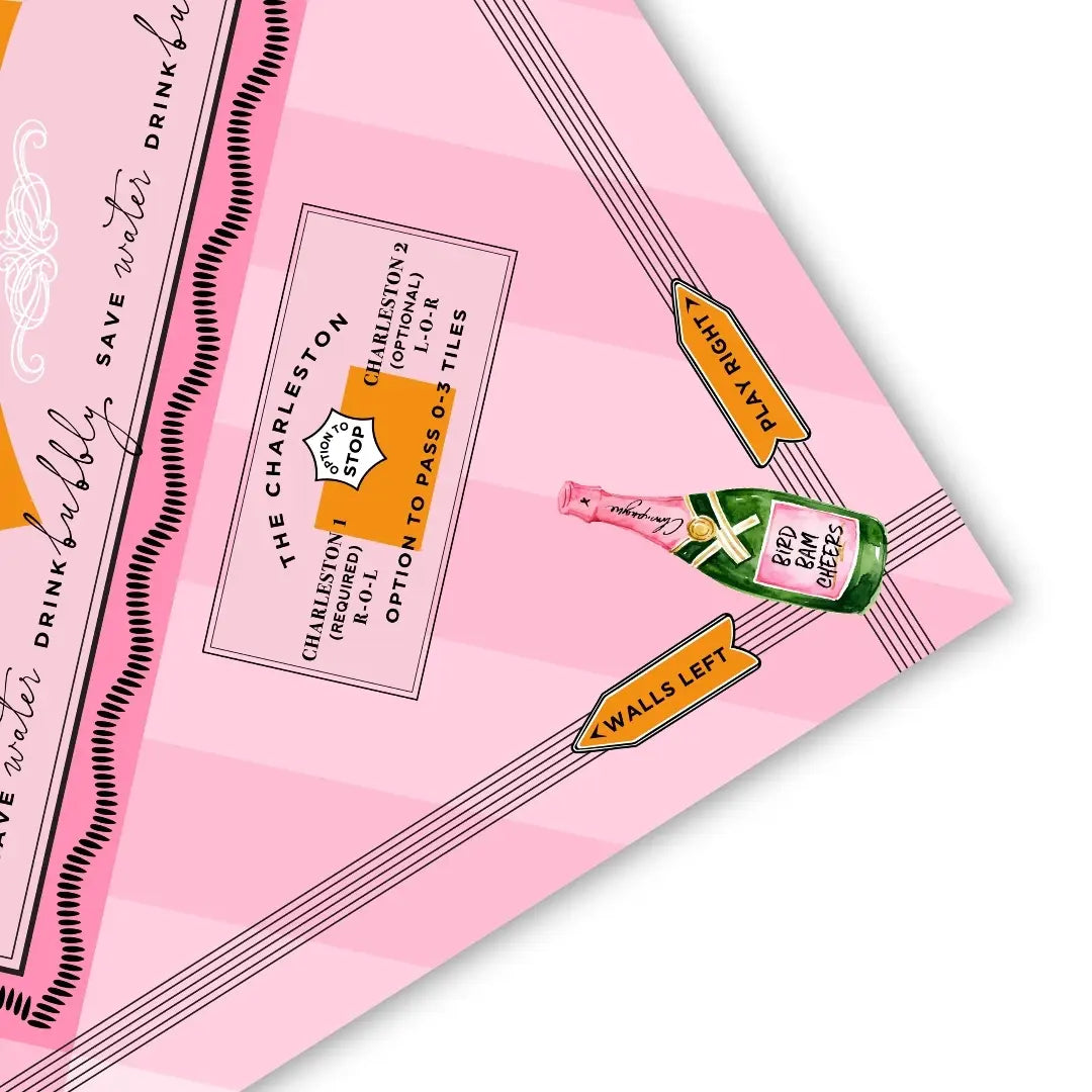 Neoprene 'press For Mahjong' Mat | Champagne & Mahj