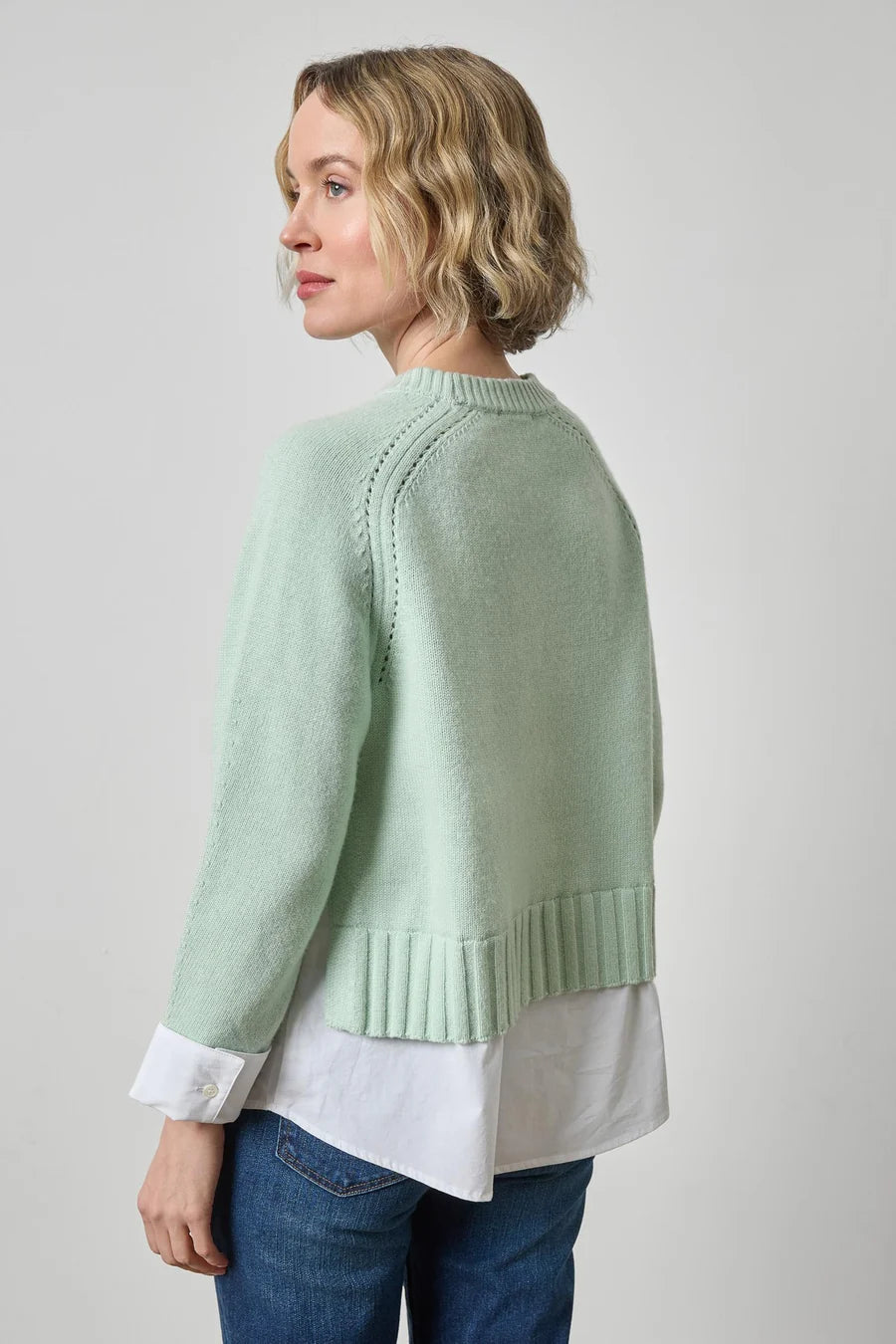Lilla P Mixed Media Crewneck Sweater | Winter Mint