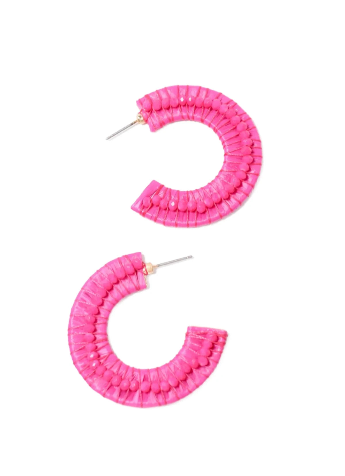Atkinson Wrapped Hoop Earrings - (aqua or hot pink)