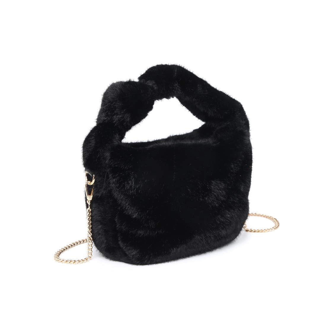 Monica Faux Fur Bag - Black and Chocolate
