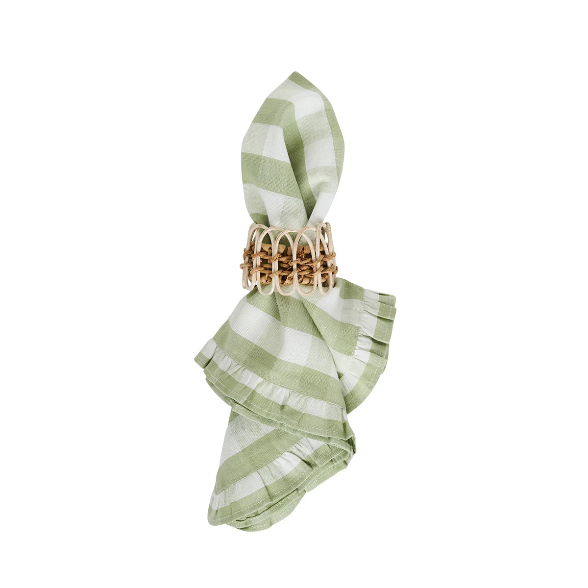 Juliska  Gingham Ruffle Napkin Set/4 - Seagrass