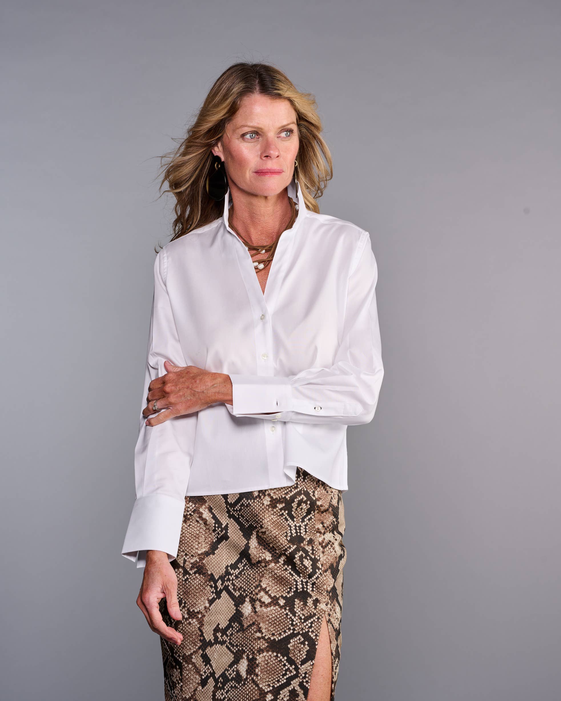 The League Crop Shirt in Crisp White: M