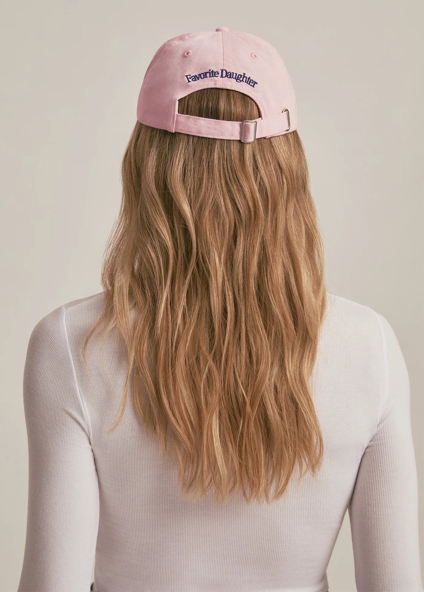 Mom of the Year Hat - Pink with Navy Stitching