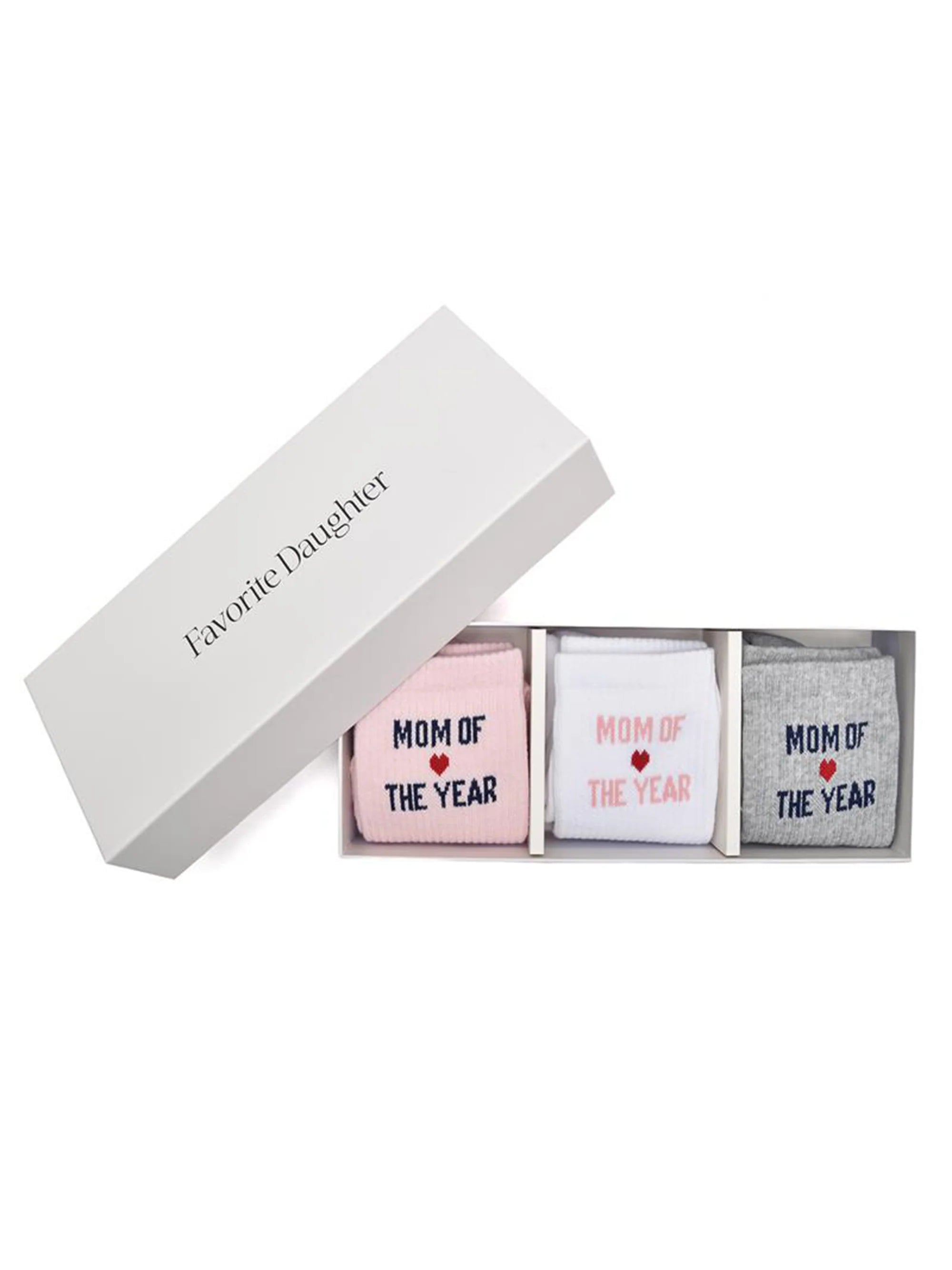 Favorite Daughter Moty Heart Sock Box Set | Blush White Gray