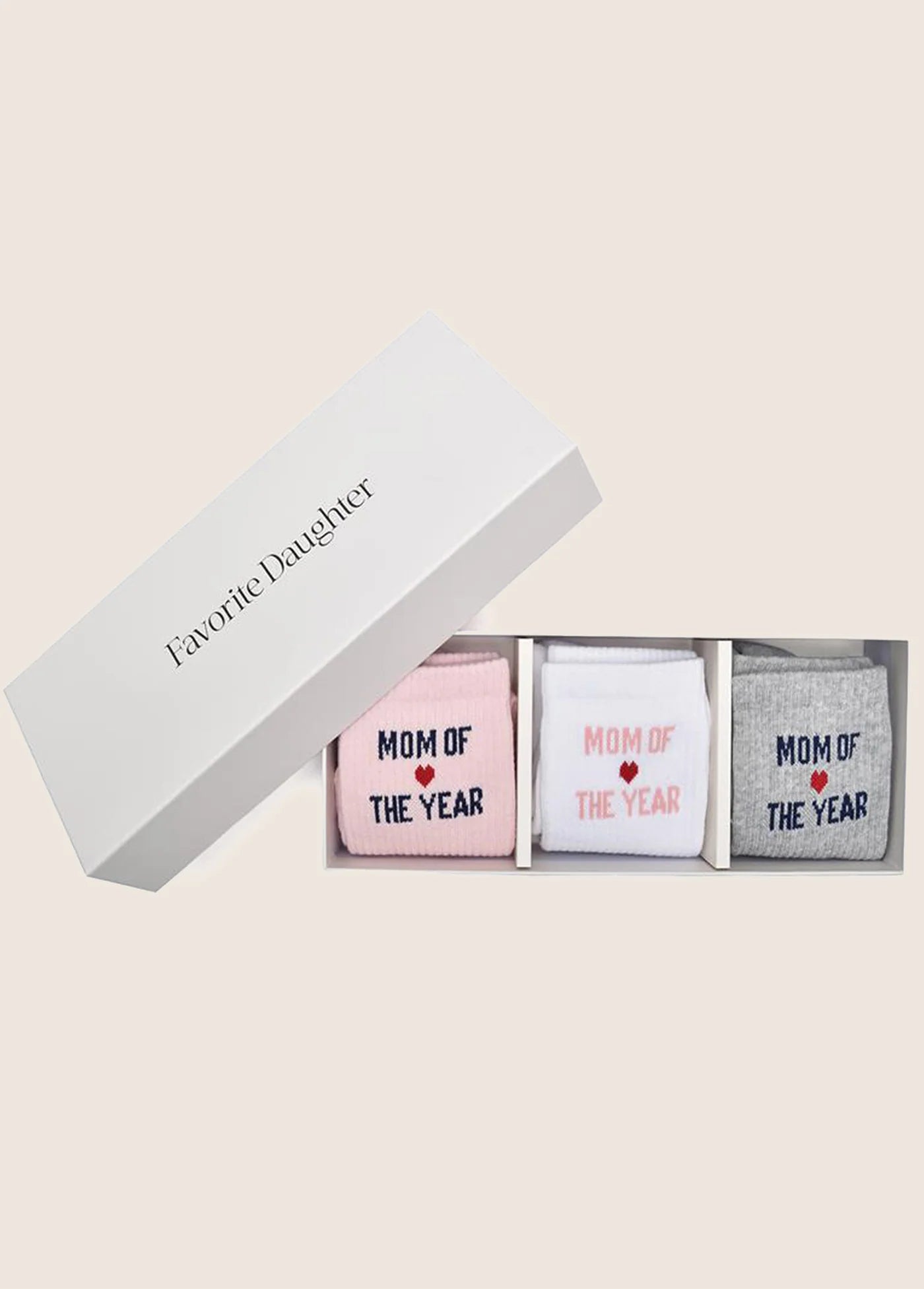 Favorite Daughter Moty Heart Sock Box Set | Blush White Gray